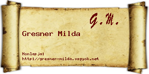 Gresner Milda névjegykártya